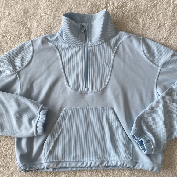 ❤️ Lululemon Brushed Softstreme Ribbed Half Zip Size 6 Light Blue NWT - Picture 9 of 10